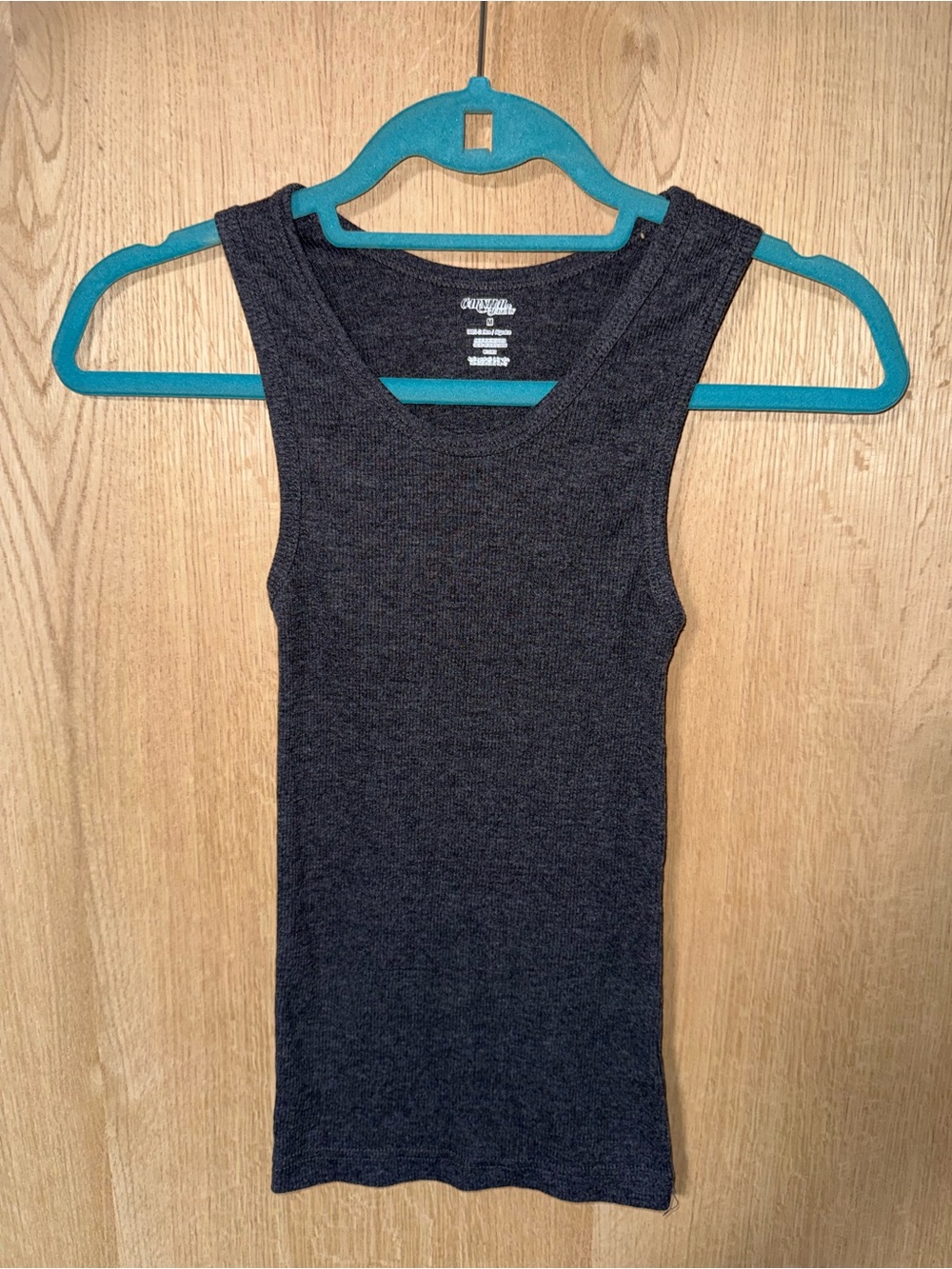 Women’s Slim Ribbed Tank Top Charcoal Heather vintage carnival fashion m